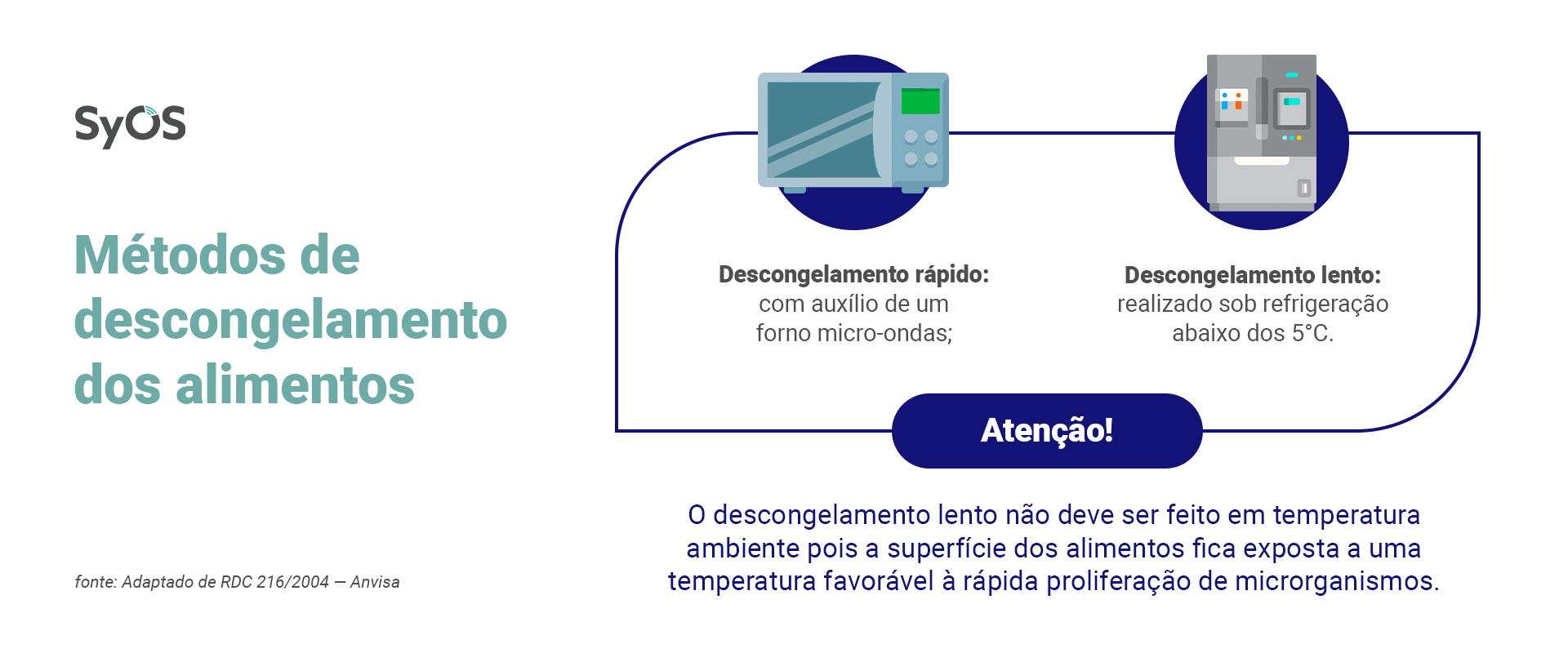 método de descongelamento lento e rápido dos alimentos segundo a RDC 216/2004 da anvisa