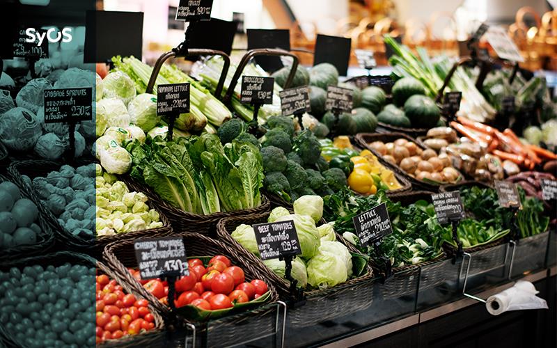 Exposição de hortifruti em supermercados